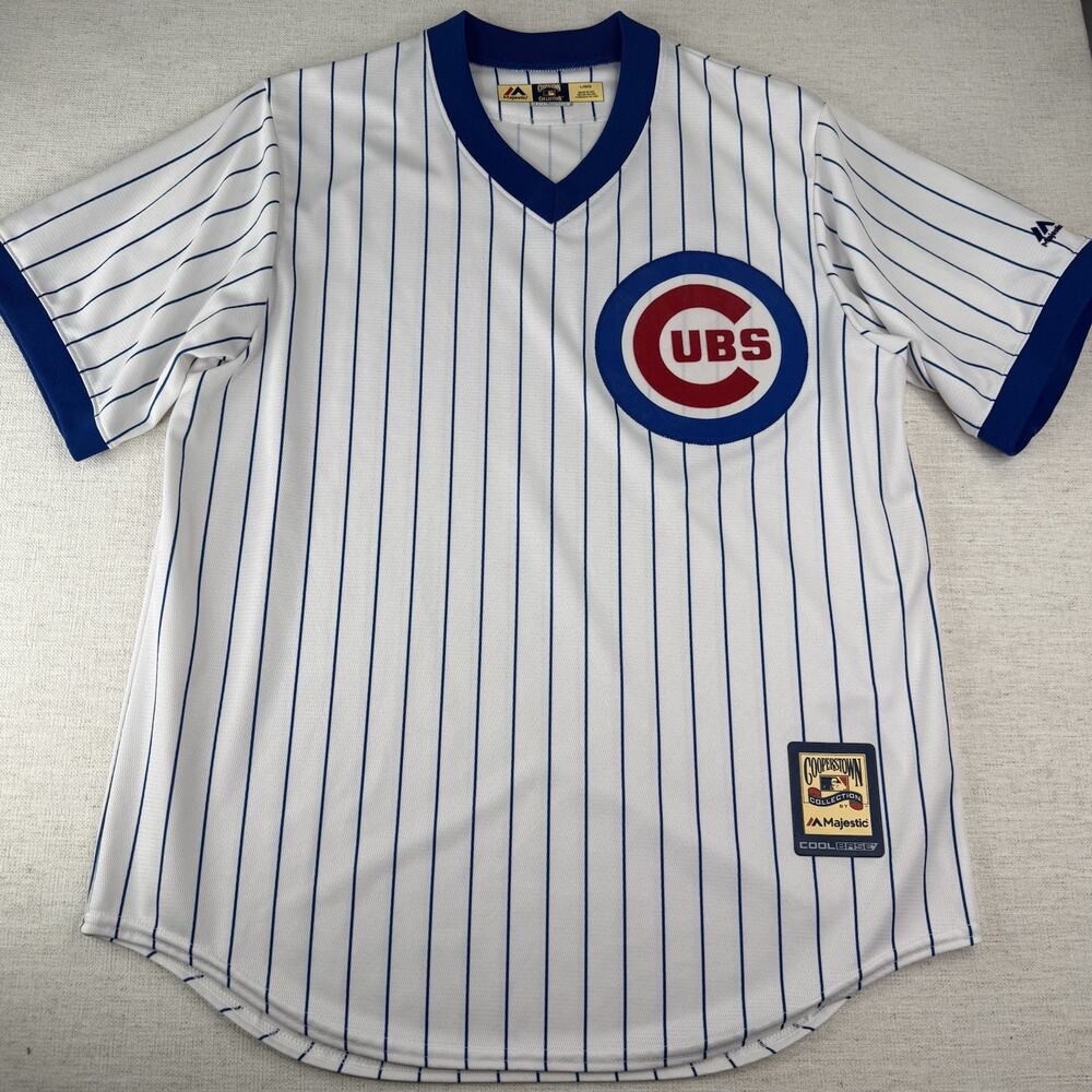 Chicago Cubs Jersey White MLB Majestic Cooperstown Collection Made In USA Size L
